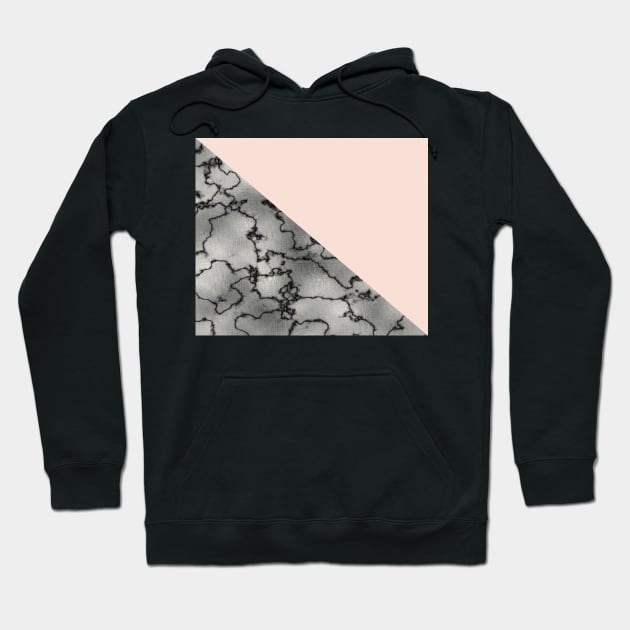 Peach and silver marble metallic Hoodie by marbleco
